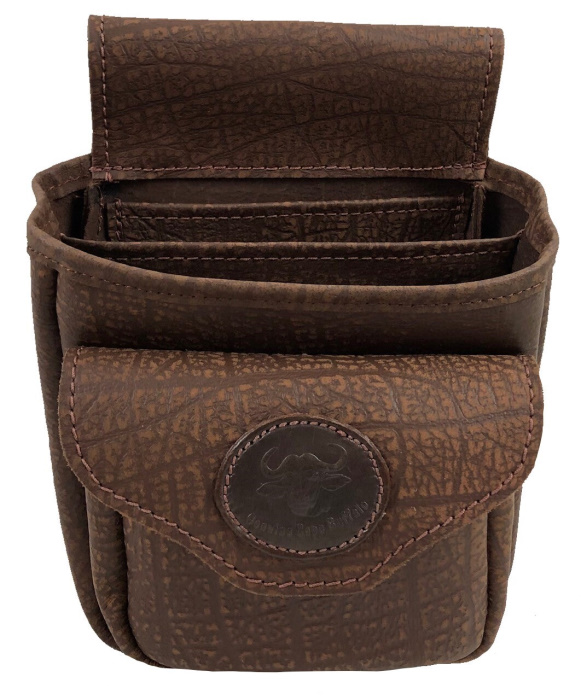 (image for) Brown Cape Buffalo Hide Shotgun Shell Belt Pouch Bag